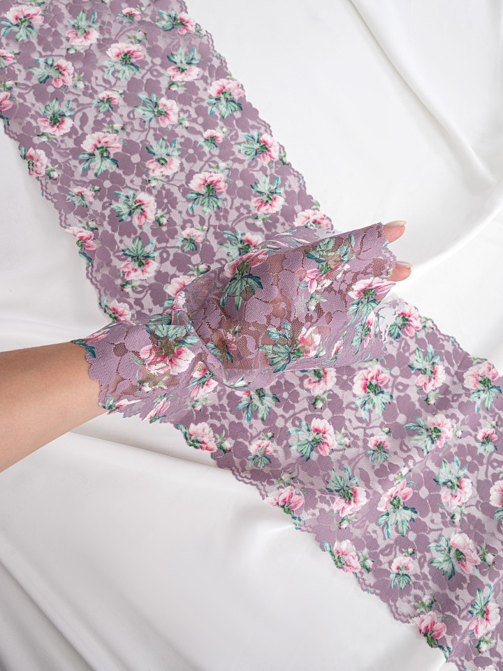 Эластичное кружево э717п цвет сиреневый пыльный