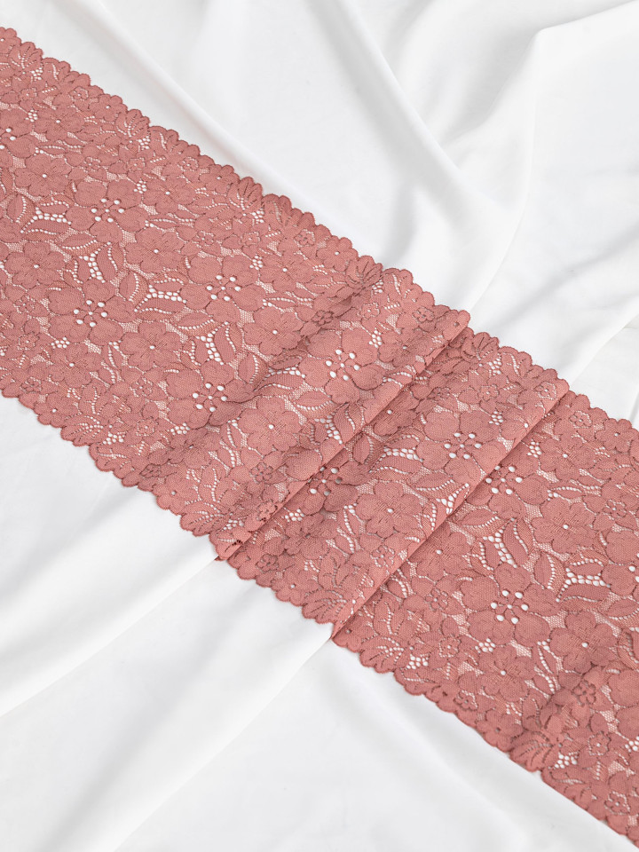 Эластичное кружево 632п цвет розово-терракотовый