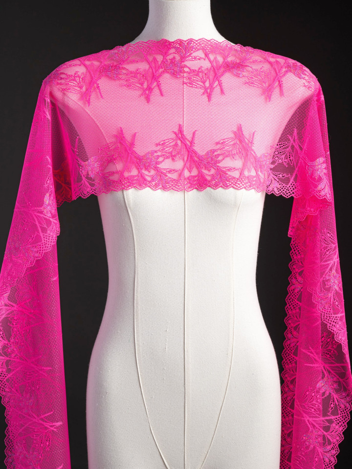 Эластичное кружево Э656п цвет фуксия, люрекс