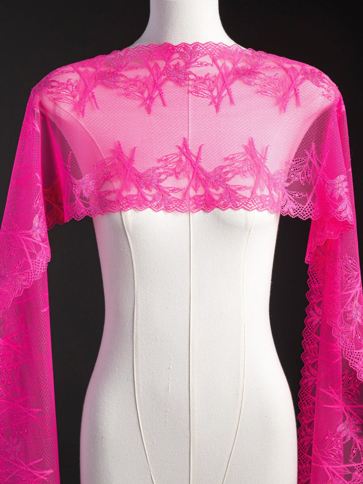 Эластичное кружево Э656п цвет фуксия, люрекс