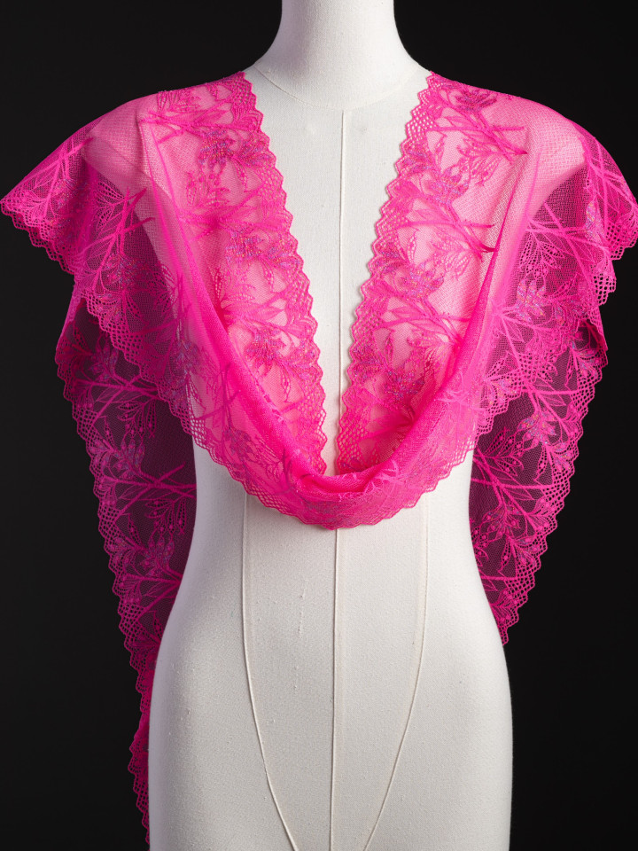 Эластичное кружево Э656п цвет фуксия, люрекс