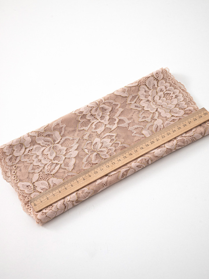 Эластичное кружево 684п бежевый, люрекс