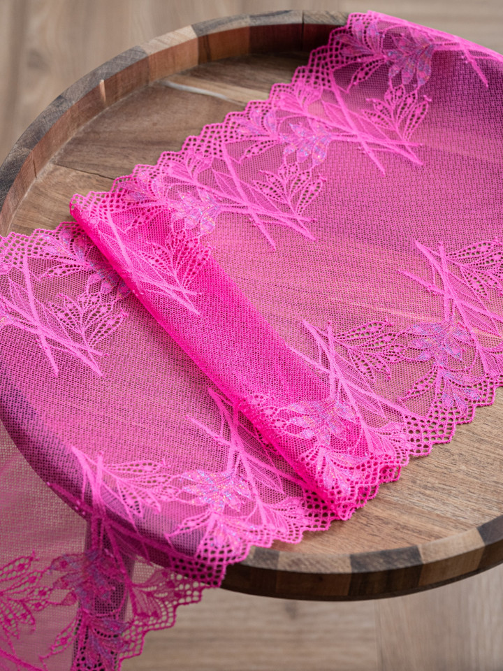 Эластичное кружево Э656п цвет фуксия, люрекс