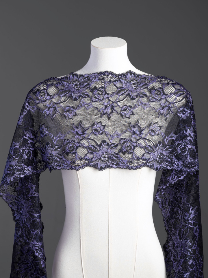 Эластичное кружево э725п чёрный, фиолетовый