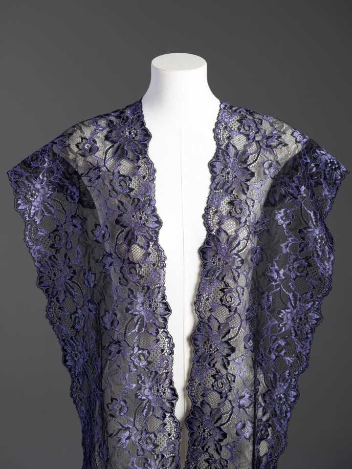 Эластичное кружево э725п чёрный, фиолетовый