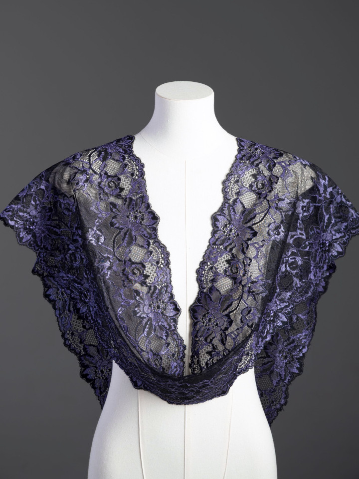 Эластичное кружево э725п чёрный, фиолетовый