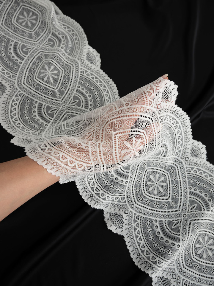 Эластичное кружево э728п молочный