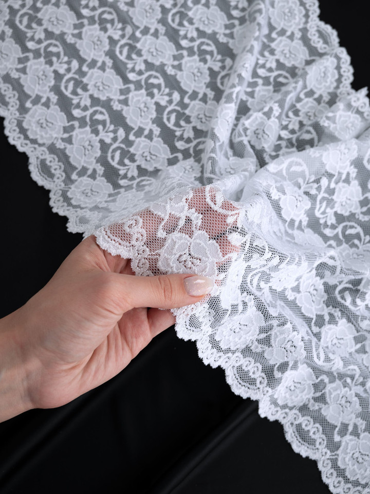 Эластичное кружево э727п цвет белый