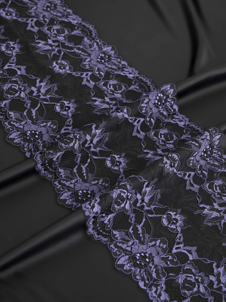 Эластичное кружево э725п чёрный, фиолетовый