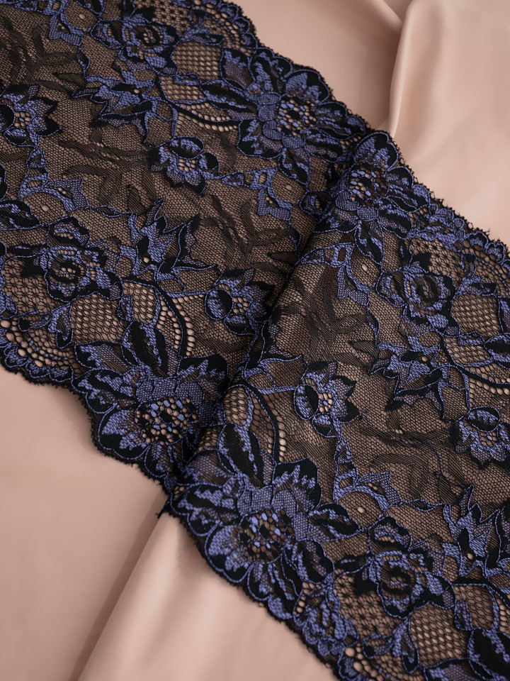 Эластичное кружево э725п чёрный, фиолетовый