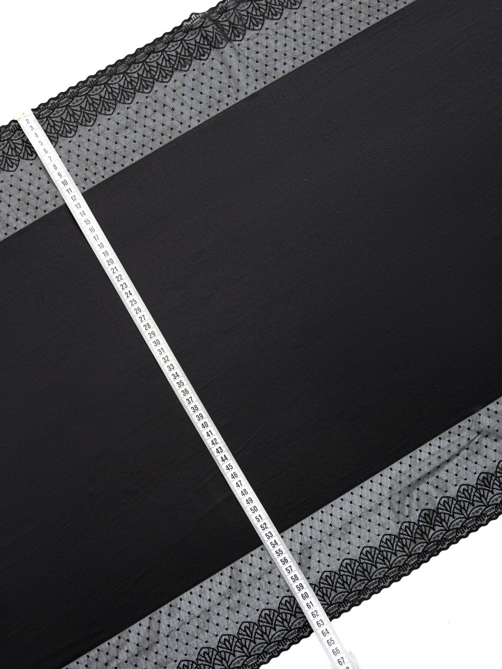 Микрофибра утяжка с кружевом Э713п плотная, тяжёлая, упругая, цвет чёрный