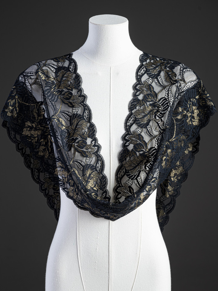 Эластичное кружево Э709п цвет чёрный с люрексом