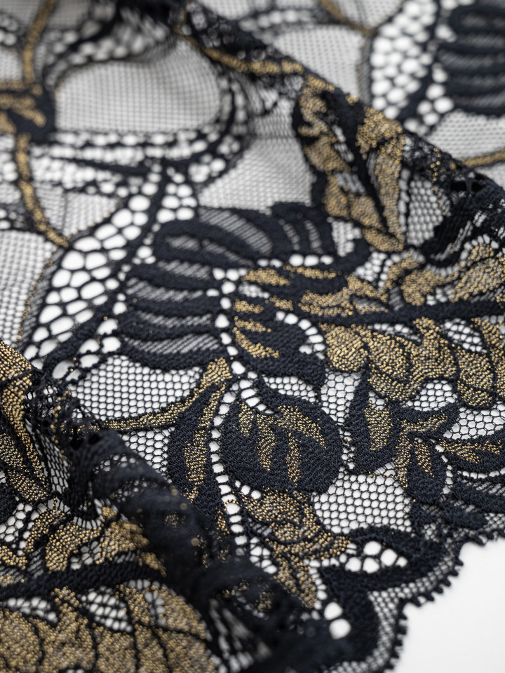 Эластичное кружево Э709п цвет чёрный с люрексом