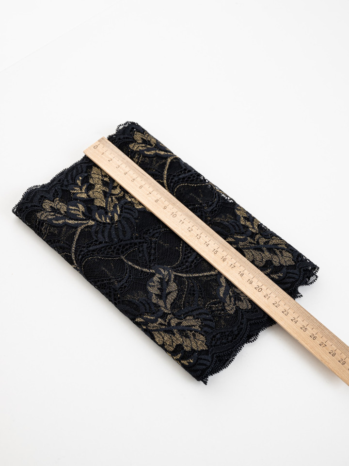 Эластичное кружево Э709п цвет чёрный с люрексом