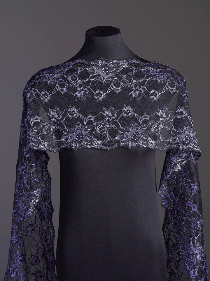 Эластичное кружево э725п чёрный, фиолетовый