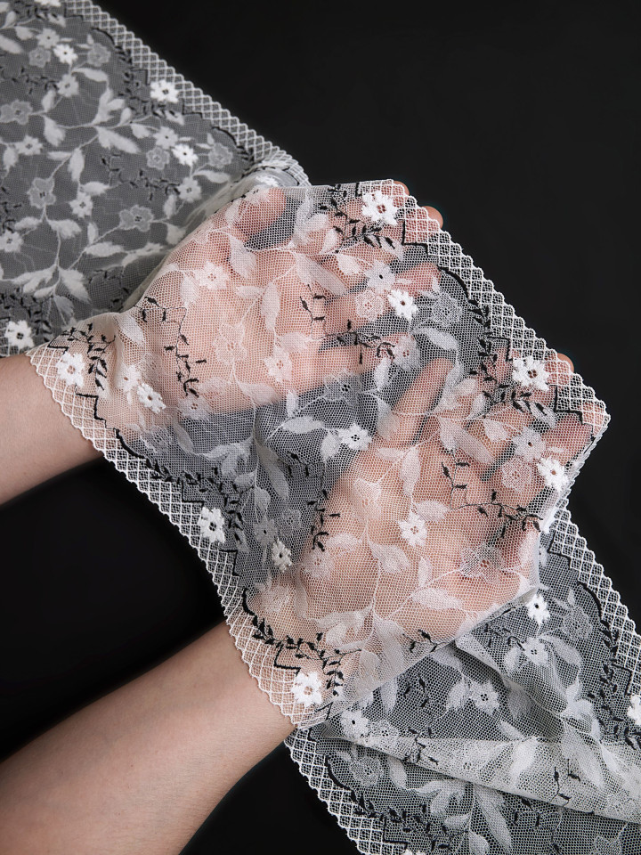 Эластичное кружево э739п белый, чёрный