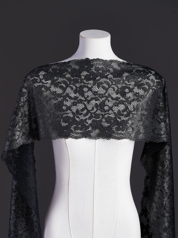 Эластичное кружево э716п цвет чёрный с люрексом