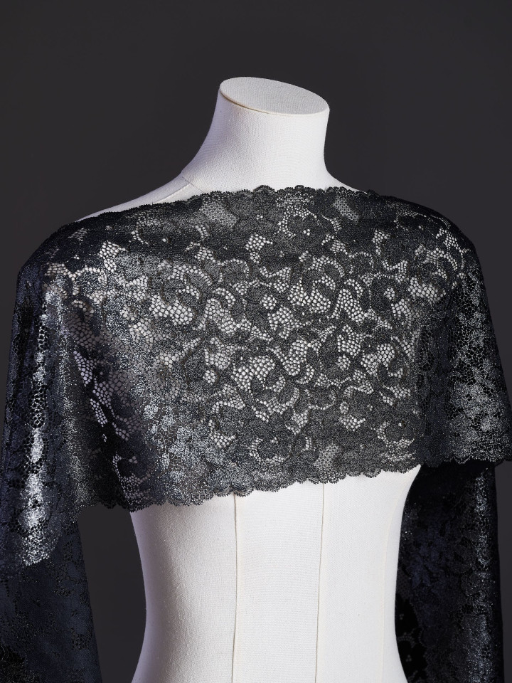 Эластичное кружево э716п цвет чёрный с люрексом