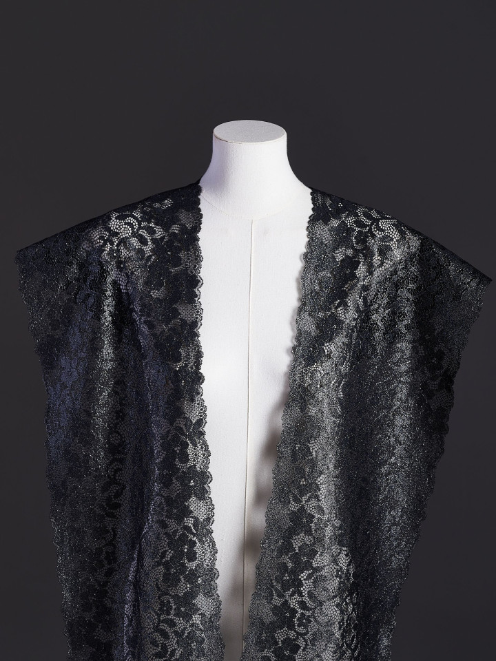 Эластичное кружево э716п цвет чёрный с люрексом