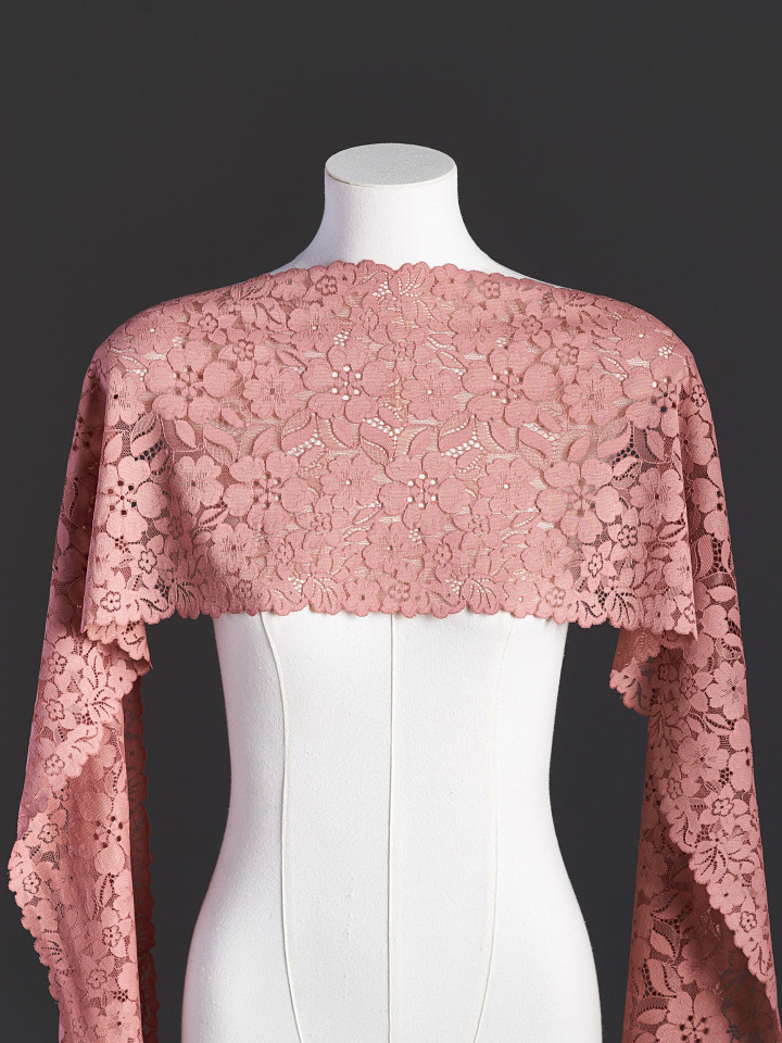 Эластичное кружево 632п цвет розово-терракотовый