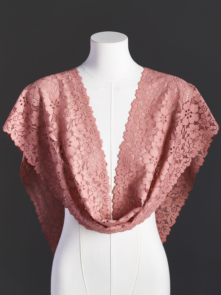 Эластичное кружево 632п цвет розово-терракотовый