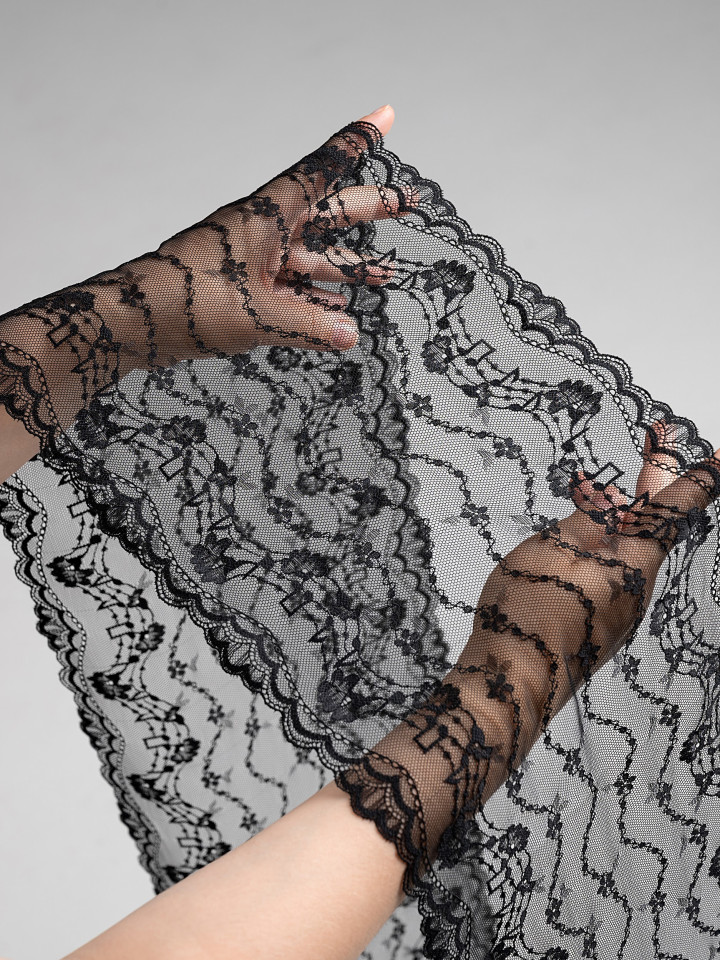 Эластичное кружево Э700п цвет чёрный