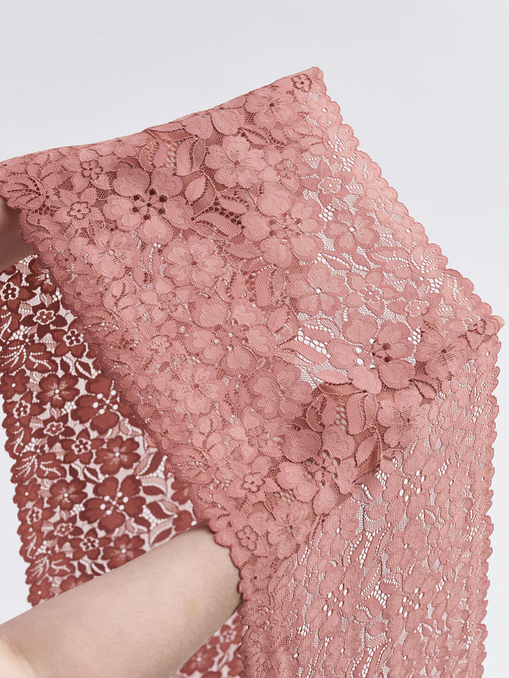 Эластичное кружево 632п цвет розово-терракотовый