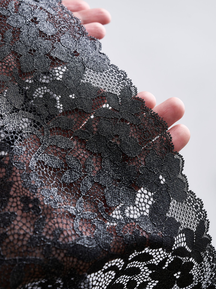Эластичное кружево э716п цвет чёрный с люрексом