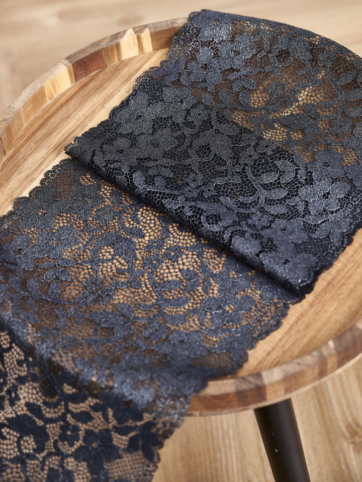 Эластичное кружево э716п цвет чёрный с люрексом