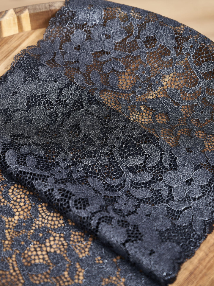 Эластичное кружево э716п цвет чёрный с люрексом