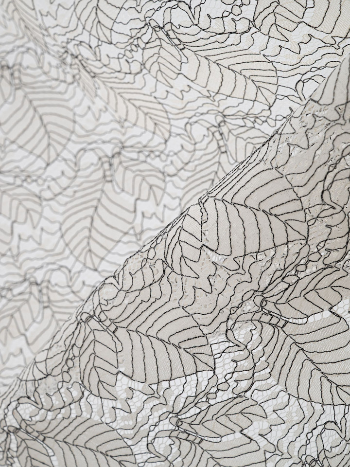 Кружево с ресничками шантильи Р429 (цена за купон 73см*280см) сумрачный белый