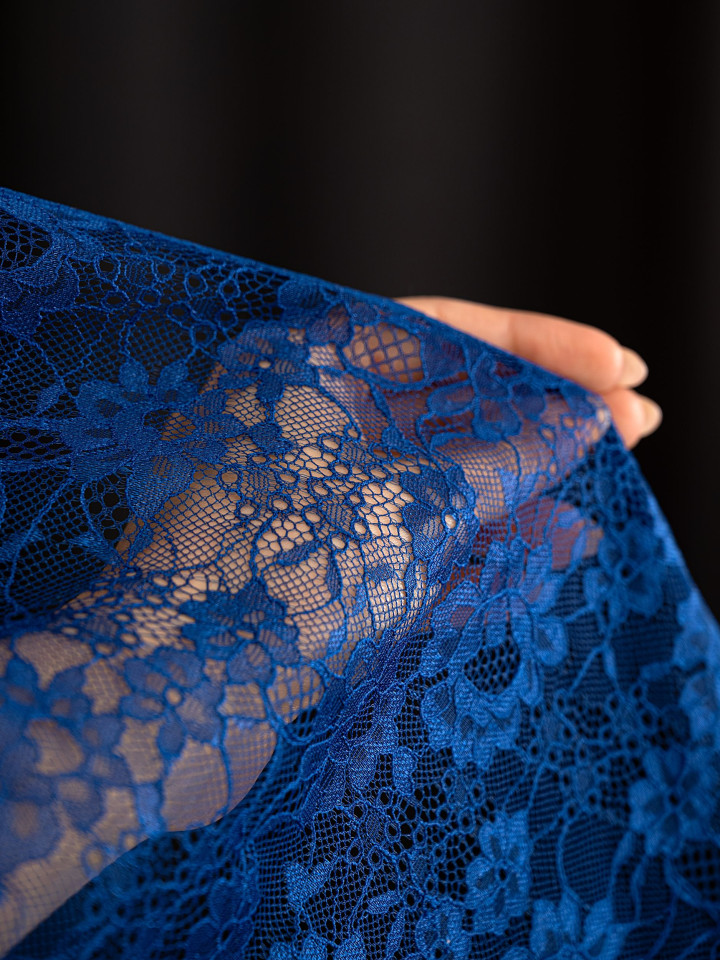 Кружево с ресничками шантильи Р427 (цена за купон 28см*270см) васильковый