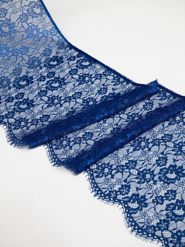 Кружево с ресничками шантильи Р427 (цена за купон 28см*270см) васильковый