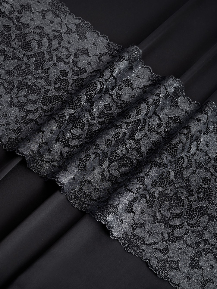 Эластичное кружево э716п цвет чёрный с люрексом