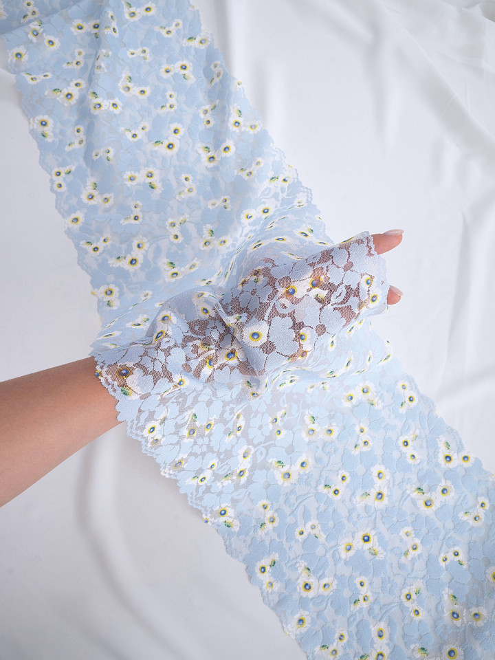 Эластичное кружево э721п цвет голубой