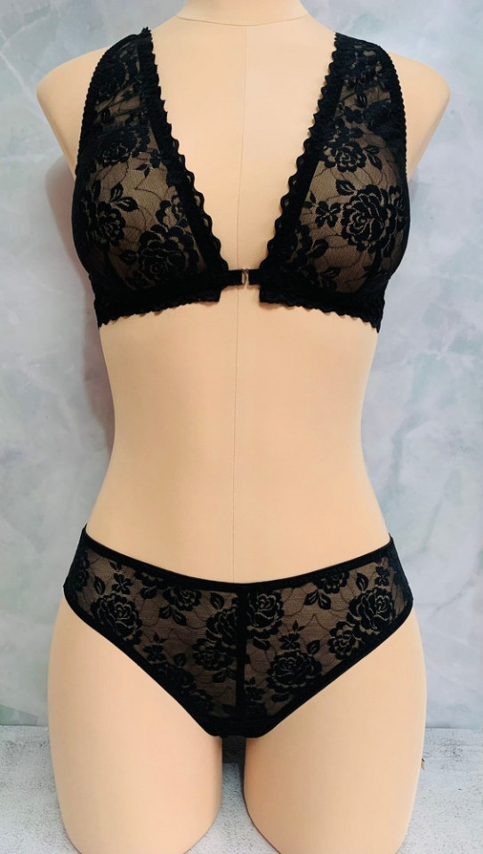 Эластичное кружево Э1171 цвет чёрный