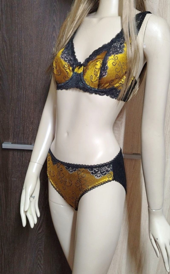 Эластичное кружево Э686п цвет чёрный, желтый