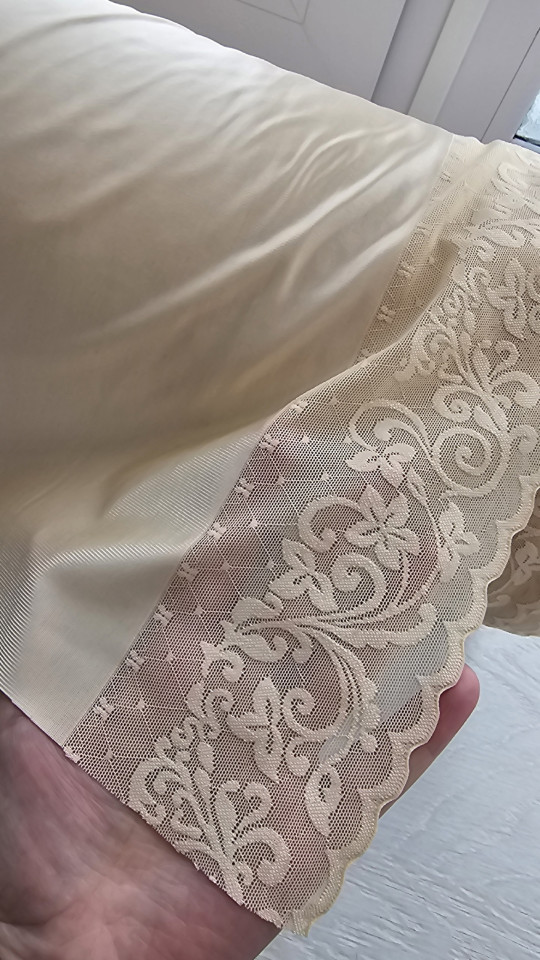 Отрез 0,8м Микрофибра утяжка с кружевом Э711п плотная, тяжёлая, упругая, цвет светло-песочный