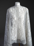 Кружево с ресничками шантильи Р431 (цена за купон 74см*280см) сумрачно-белый, чёрный