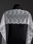 Кружево с ресничками шантильи Р437 (цена за купон 22см*140см) шампань