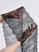 Кружево с ресничками шантильи Р420 (цена за купон 300см*21см) чёрный