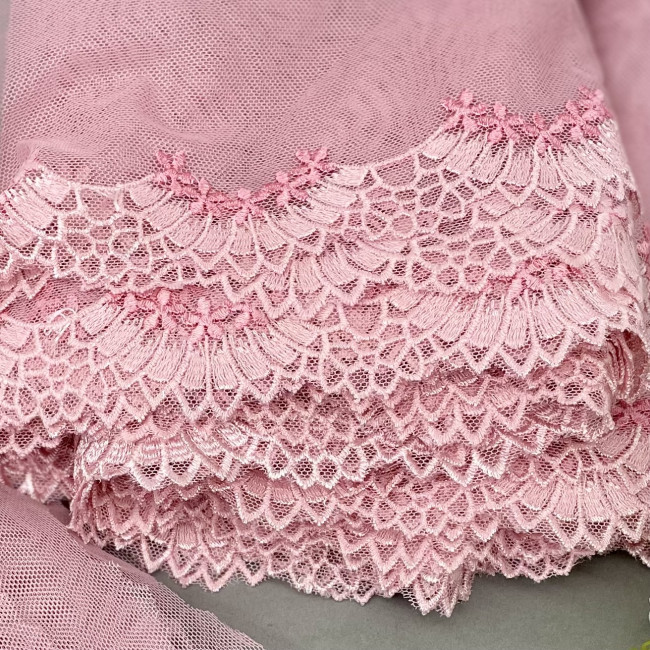 Вышивка на сетке В921 цвет розово-ягодный