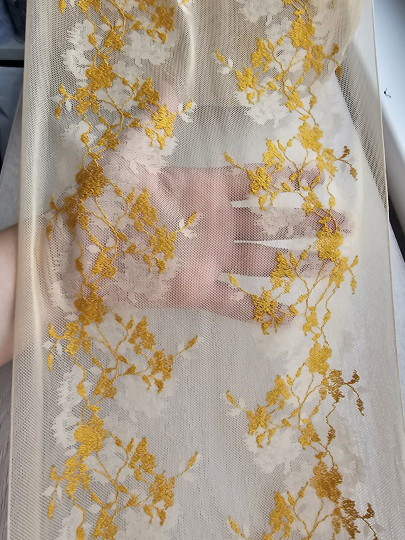 Эластичное кружево э555п светлый бежевый, горчичный