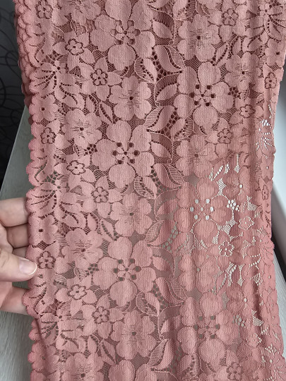 Эластичное кружево 632п цвет розово-терракотовый