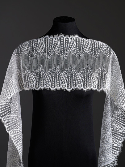 Кружево с ресничками шантильи Р437 (цена за купон 22см*140см) шампань Кружево с ресничками шантильи Р437 (цена за купон 22см*140см) шампань