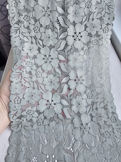 Эластичное кружево 633п цвет серо-зелёный