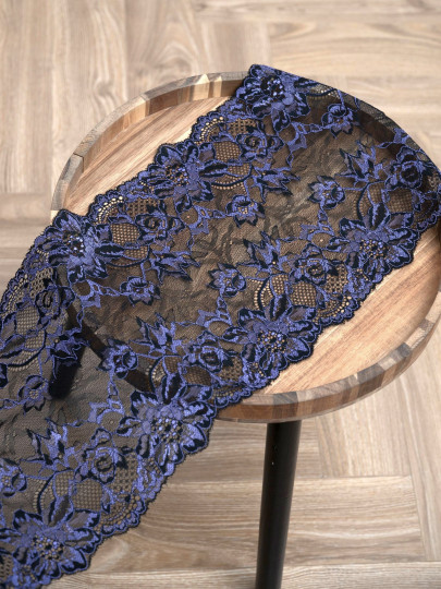 Эластичное кружево э725п чёрный, фиолетовый