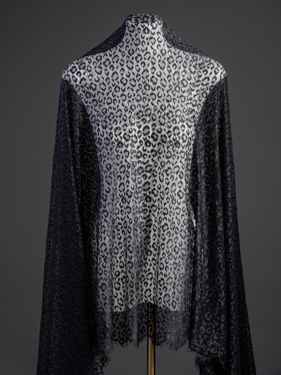 Отрезы Кружево с ресничками шантильи Р410 чёрный леопард