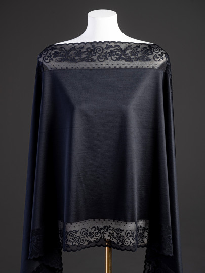 Эластичное кружево Э710п плотное, тяжёлое, упругое, цвет чёрный