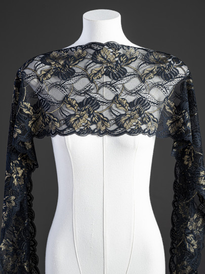 Эластичное кружево Э709п цвет чёрный с люрексом